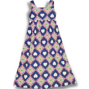 Vintage 1970s Girls Patchwork Heart Gingham Calico Print Maxi Dress 8 - 10